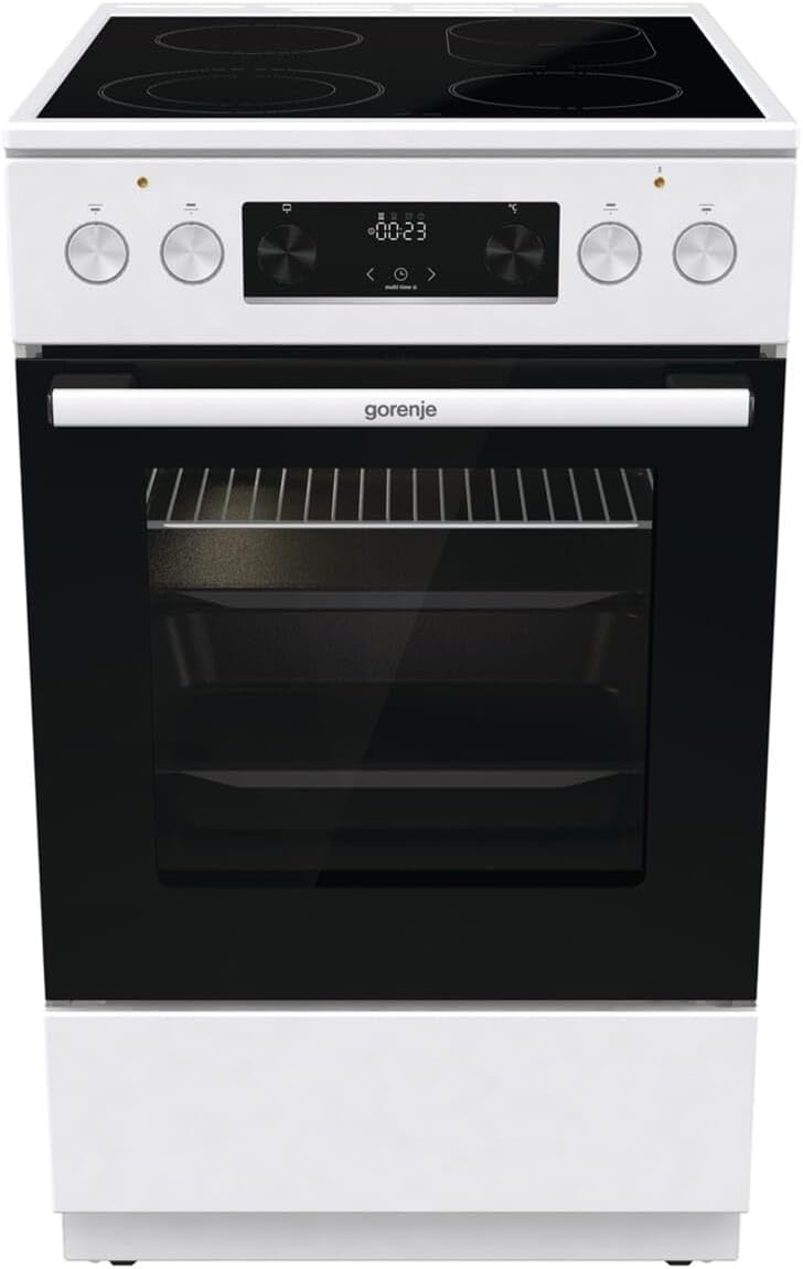 Gorenje, Kochfeld, 70 Liter, 50 cm, Weiss, GECS5C 60 WPA Elektro-Standherd mit Glaskeramik-, GentleClose, Schnellaufheizung