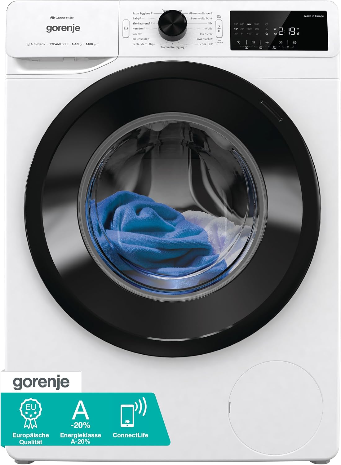 Gorenje, Waschmaschine, 10Kg, Schwarz/Grau, WPAM14A2T Waschmachine mit Dampffunktion / ConnectLife / /