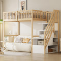 Merax, Matratze, 90 x 200 cm, Weiss, Hochbett, Multifunktionales Kinderbett mit Stauraum Treppe, Holzfarbe und (Ohne )