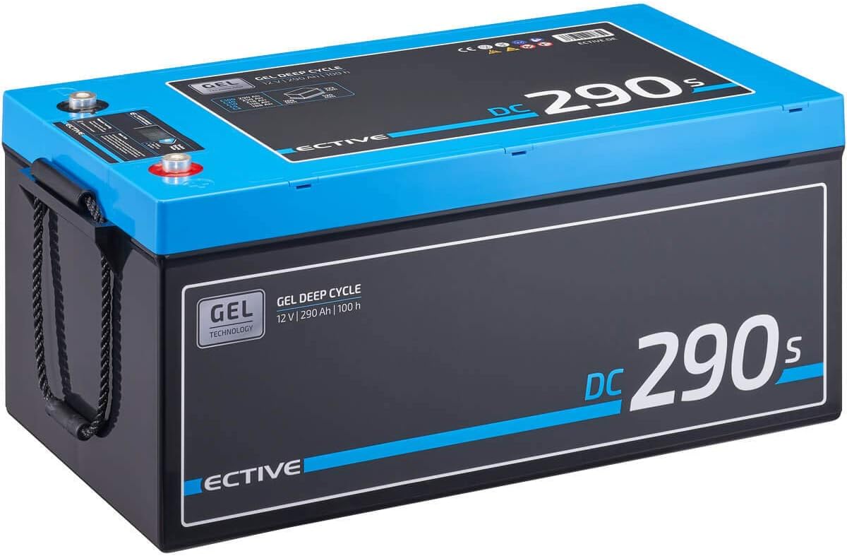 ECTIVE, Autobatterien, 290Ah, 12 V, Grau/Blau, GEL DC290S, VRLA Solarbatterie für Boote, Wohnmobil