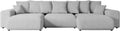 ALTDECOR, Sofa, Hellgrau, Eck mit Schlaffunktion U-Form Eskar-U 364x176x72