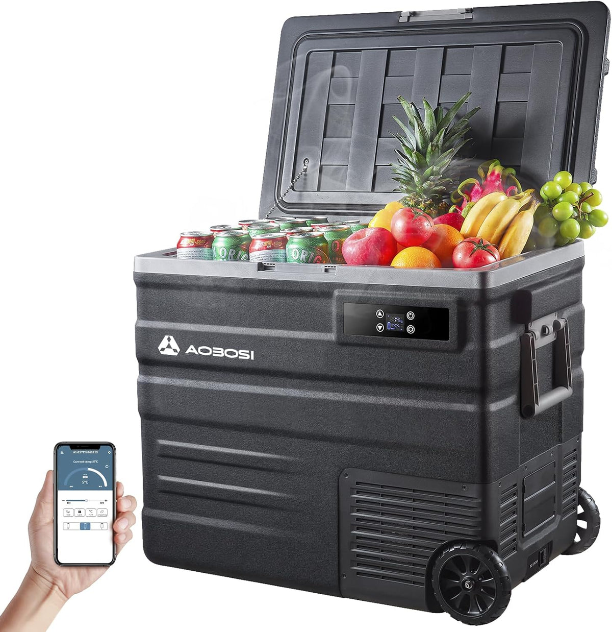 AAOBOSI, Kompressor, 65 L, Grau, Kühlbox mit APP, 20°C bis +20°C