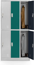 Jan Nowak, Aufbewahrungsschränke, Grau/Türkis, Umkleideschrank Metall, Spindschrank mit 6 Fächern, abschliessbar