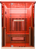 Dewello, Saunen, Rot, ® Infra kabine Infra sauna KENORA 130x105 für 1-2 Personen, Vollspektrumstrahler, Bodenstrahler