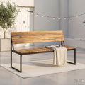 home24, Sitzbank, 50 x 150 x 83 cm, Schwarz/Braun, Gartenbank Stahl Akazie Schwarz Braun