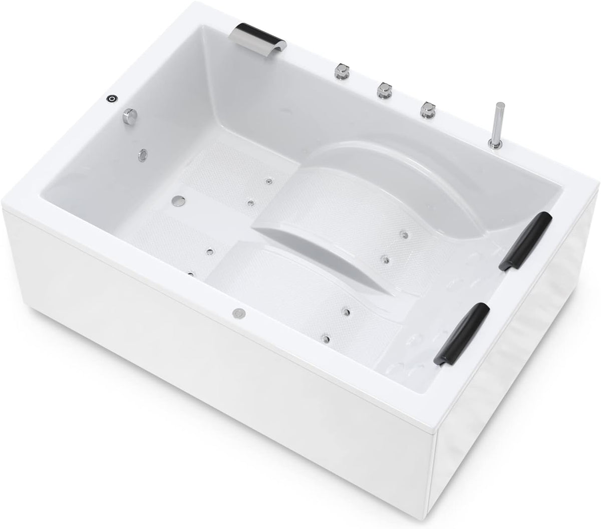 AQUADE, Whirlpool-Badewannen, 180x130 cm, Weiss, Marburg Whirlpool-Badewanne, Rechteckig, 2 Personen, Acryl, Komplettset mit LED Beleuchtung