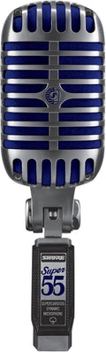 Shure, Dynamische Mikrofone, Grau/Blau, Super 55 Deluxe Vocal Microfon - Vintage Supercardioid, legendärer Look