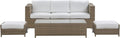 Sofa, Beliani, Braun/Weiss, Outdoor Lounge Set in Braun Kaffeetisch 2 Ottomane Auflagen