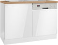 Lomadox, Geschirrspüler, Weiss/Eiche, Spülenschrank mit Nische für, Hochglanz weiss, Arbeitsplatte Eiche