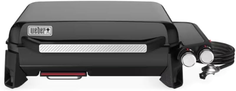 Weber, Gasgrill, 56 x 41 cm, 56 cm, Schwarz, Slate GP Premium Plancha / 2 Brenner, gleichmässige Wärme bis zum Rand