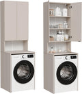 PLATAN ROOM, Waschmaschine, 56 cm, Weiss/Beige, nschrank Badezimmer Hochschrank Überbauschrank für und, tief)