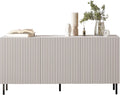 Mirjan24, Sideboard, Schwarz, Kommode Arypot 3D mit 3 Türen, gefräster Front, Griffloses System, Metallfüsse, Highboard