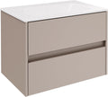 FACKELMANN, Waschplätze, 71 cm, Grau, Compact Line Waschbeckenunterschrank mit Keramikwaschbecken, 2-teiliges Badmöbel-Set in Kaschmir /