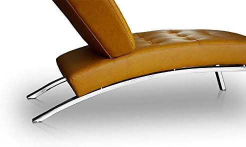 NEUERRAUM, Sofa, Hellbraun, Bauhaus Daybed Chaiselongue Lounge-Sessel Relax Liege Couch, Fuss Edelstahl poliert. Abbildung in Leder (Cognac)