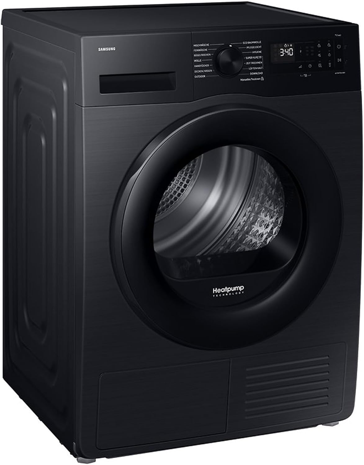 Samsung, Wärmepumpentrockner, 9 kg, Schwarz, DV90DG52A0ABEG, EEK: C, AI Wäschetrockner mit WiFi-SmartThings-App