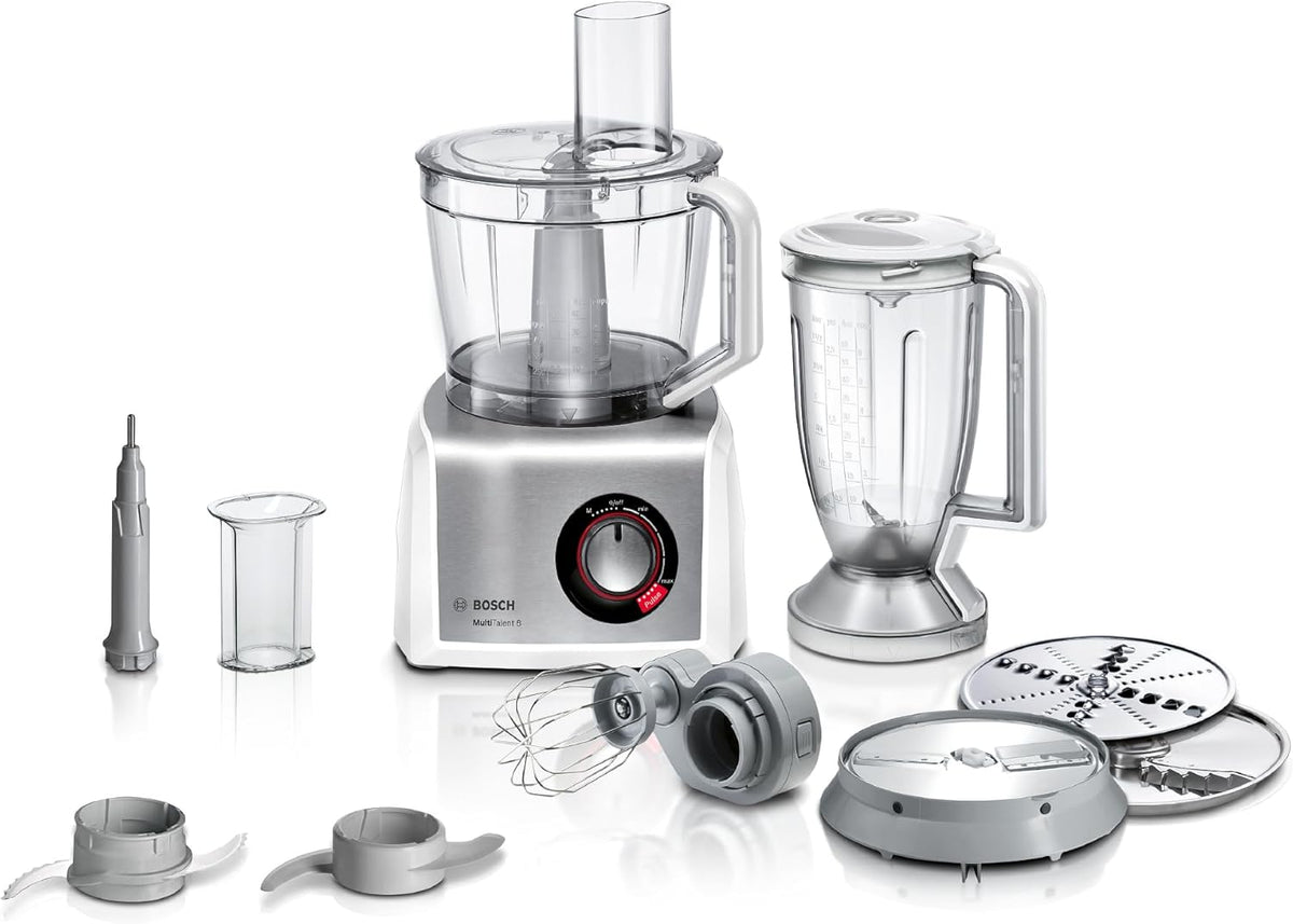Bosch, Knet- & Rührmaschinen, 1250 W, 3,9 L, 1,5 L, Weiss, Kompakt-Küchenmaschine MultiTalent 8, 45 Funktionen