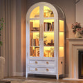 LVSOMT, Vitrine, 180 cm, Weiss, Gewölbte Glas mit LED Beleuchtung mit Glastüren