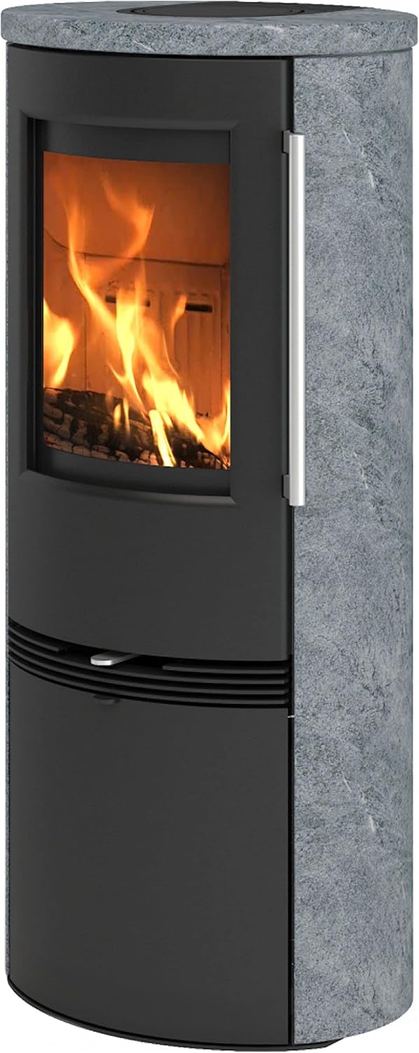 TermaTech, Kaminofen, 5 kW, Schwarz, Moderner Speckstein TT21RHS mit Holzofen