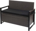 Mendler, Sitzbank, Grau/Schwarz, Poly-Rattan 2er HWC-F39AM - grau, Kissen schwarz