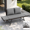 Fiutazge, Sofa, Grau, Polyrattan Lounge 2 Personen Kissen, Outdoor Daybed Gartenliege mit Verstellbare Armlehnen