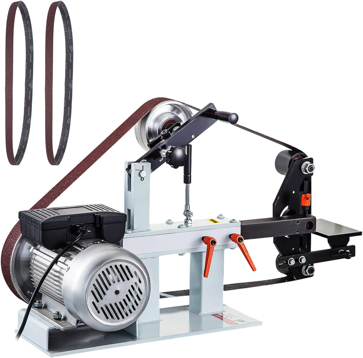 VEVOR, Bandschleifer, 5,08x208,28 cm, 1500 W, Weiss/Grau, Bandschleifmaschine, Riemengrösse, Konstante Geschwindigkeit 2800 r / min mit verschiedenen