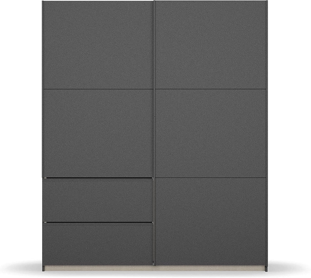 Kleiderschrank, Rauch Möbel, 175x210x59 cm, Grau/Schwarz, Sevilla Schrank Schwebetürenschrank, Grau metallic, Schwarz