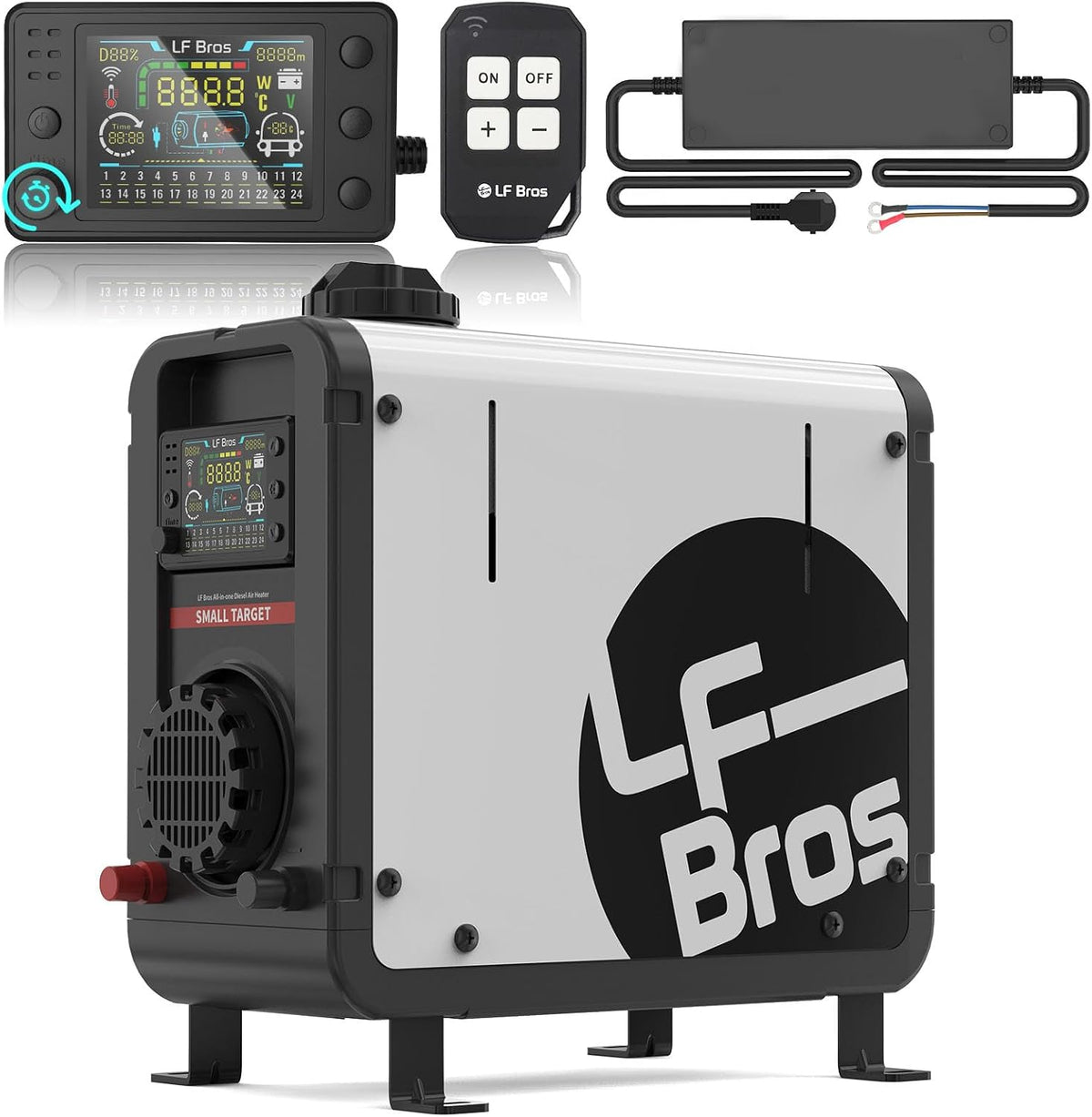 LF Bros, Heizöfen, 220 V, 240 V, 12 V, 24 V, Weiss/Rot/Schwarz, Kompakte Dieselheizung 5kW- / / - mit Timer LCD-Display