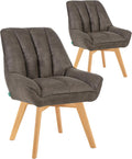 DUBI Möbel, Esszimmerstühle, 150 kg, Taupe/Eiche/Natur, 2er Set 360° drehbar mit Taschenfederkern, hoher Sitzkomfort