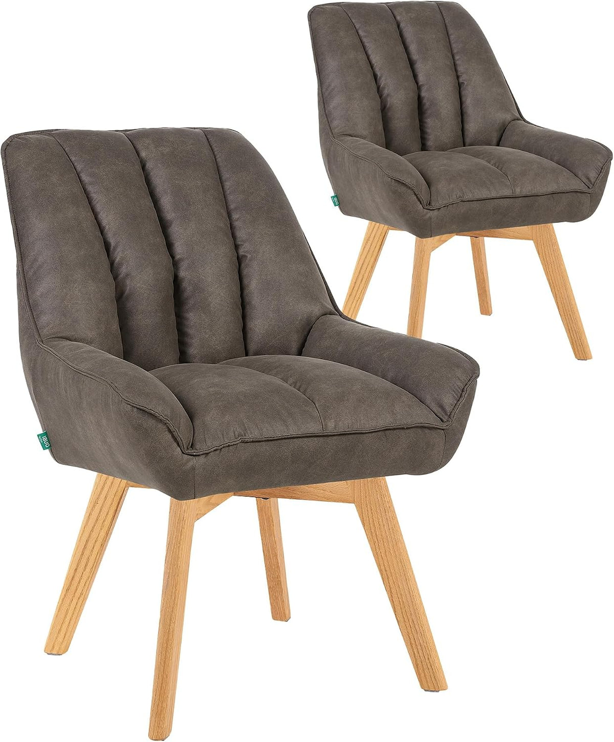DUBI Möbel, Esszimmerstühle, 150 kg, Taupe/Eiche/Natur, 2er Set 360° drehbar mit Taschenfederkern, hoher Sitzkomfort