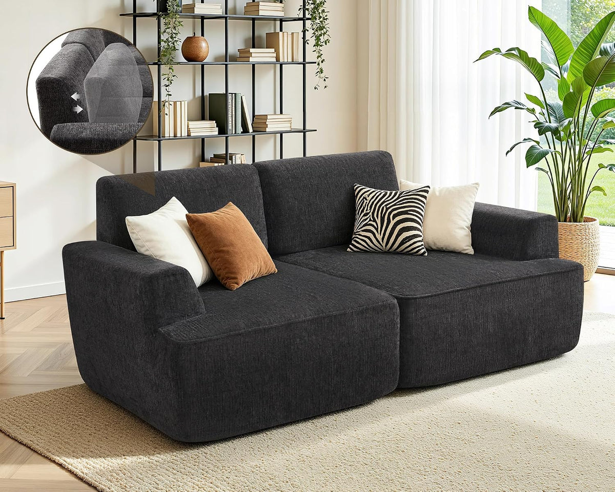 Sofa, LUXOAK, 204 cm, Grau, 2-3-Sitzer Chenille, Verstellbare Rückenlehne