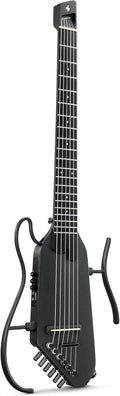 Donner, Elektro-Akustische Gitarren, Schwarz, HUSH-C Nylon-Saiten Reisegitarre, Akustik-Elektrik Gitarre, Ultraleichte Silent-Gitarre für leises Üben