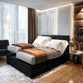 TRADA, Boxspringbett, 140x200 cm, Grau, ADÈLE, elektrisch Bett mit Matratze + Tooper
