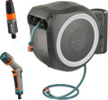 Gardena, Schlauchhalter & -wagen, 30 m, Weiss, Wand-Schlauchbox RollUp L exklusiv für Amazon:, integrierte Schlauchführung