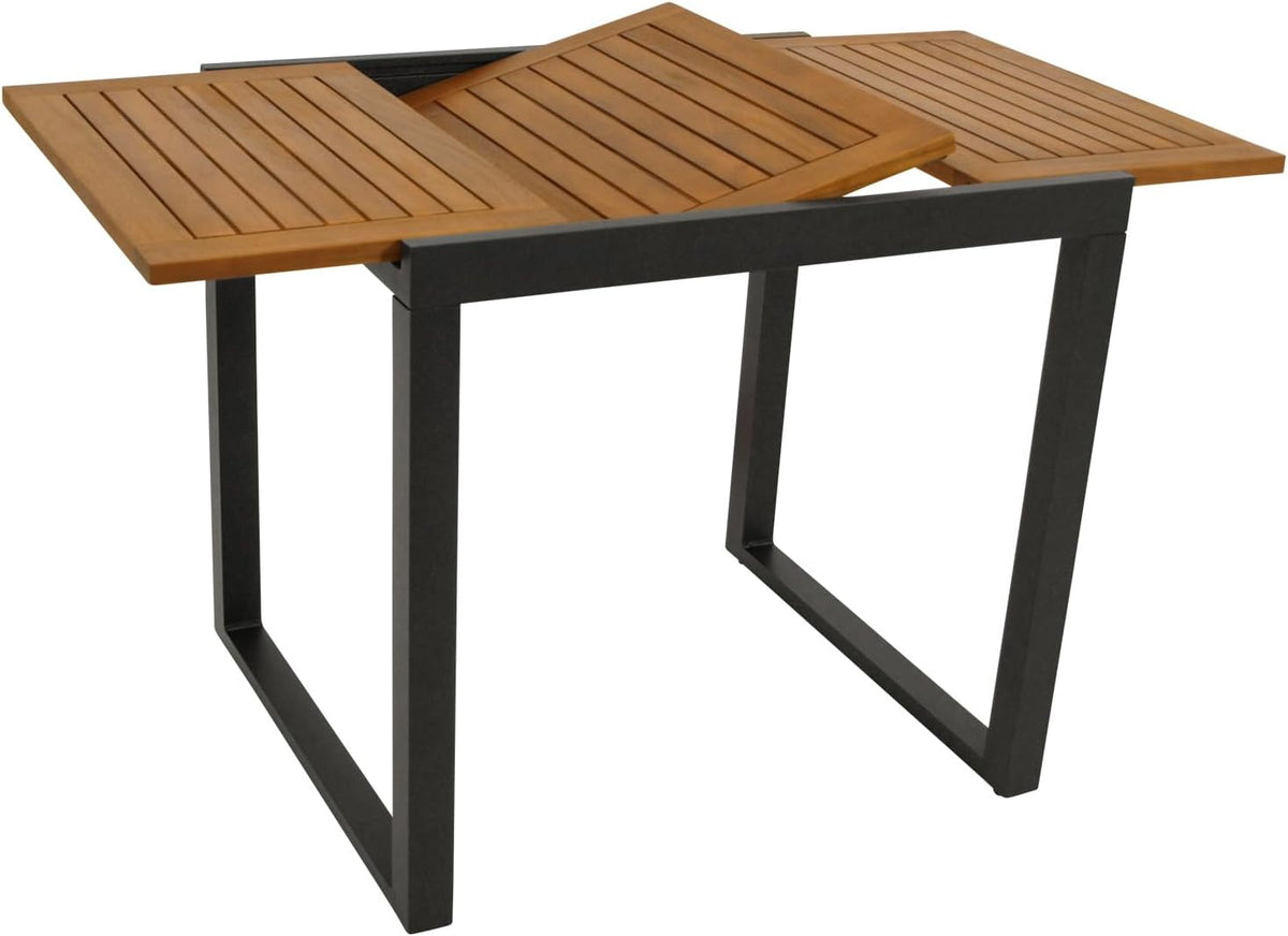 DEGAMO, Beistelltisch, 120x70 cm, Anthrazit, Gartentisch Balkontisch ausziehbar RIVELLO 80 /, Aluminium + Akazienholz geölt