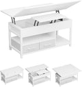 Sofa, KIMENICH, Weiss, Couchtisch Höhenverstellbar, 3-in-1-Multifunktions-Wohnzimmertisch, Couchtisch mit 2 Schubladen