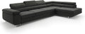 COMFORTINO FURNITURE, Sofa, Grau/Schwarz, Eck mit Schlaffunktion PASTI XL L-Form, Couch mit Bettkasten, Couch Eckcouch