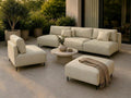 A&J MöbelLand, Sofa, Beige, Outdoor Lounge Set Sun mit, Sessel und Hocker in - Wetterfestes Gartenmöbel Set für