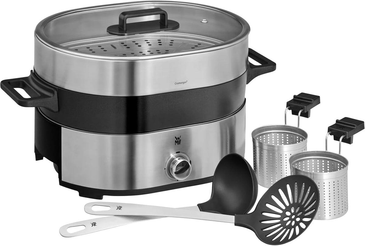 WMF, Elektrische Hot Pots, 1700 W, 3,6 l, Grau, Lono Hot Pot & Dampfgarer elektrisch, chinesisches Fondue für 6 Personen