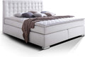 moebel-eins, Boxspringbett, 200 x 200 cm, Weiss, Isabell Plus Hotelbett Bett amerikanisches Bett, Härtegrad 2