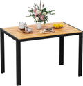 Amopatio, Esstisch, 110×70 cm, Schwarz/Braun, Gartentisch Wetterfest, WPC Balkontisch Aluminium, Moderner Schwarz-Braun