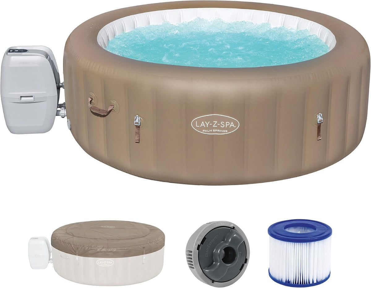 Bestway, Aufblasbare Pools, 196 x 71 cm, Taupe, ® LAY-Z-SPA® Whirlpool Palm Springs AirJet™ für 6 Personen