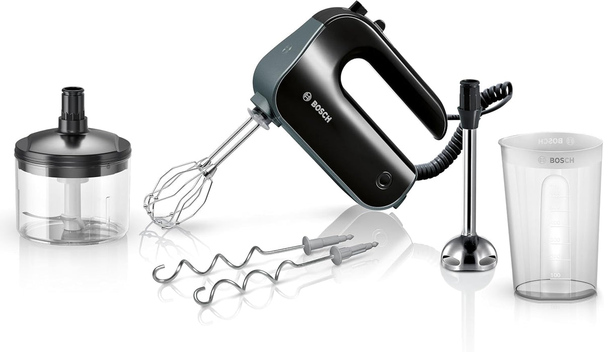 Bosch, Handrührer, 850 W, Schwarz/Silber, Home Professional Styline MFQ4980B, 5 Stufen, 2 Edelstahl Rührbesen- und Knethaken