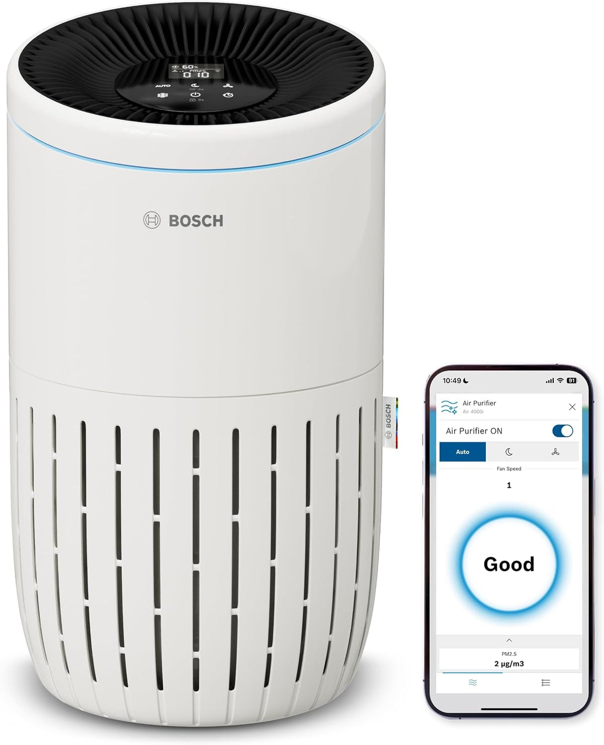 Bosch Thermotechnik, Dunstabzugshaube, 62,5 m, Weiss, Air 4000i, App-gesteuerter Luftreiniger, Für Räume bis zu ²
