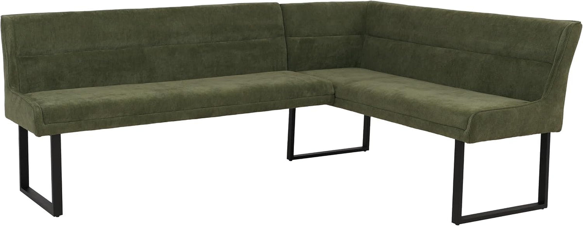 Mendler, Sitzbank, 210x159 cm, Grün, Eckbank HWC-O81, Chenille Metall