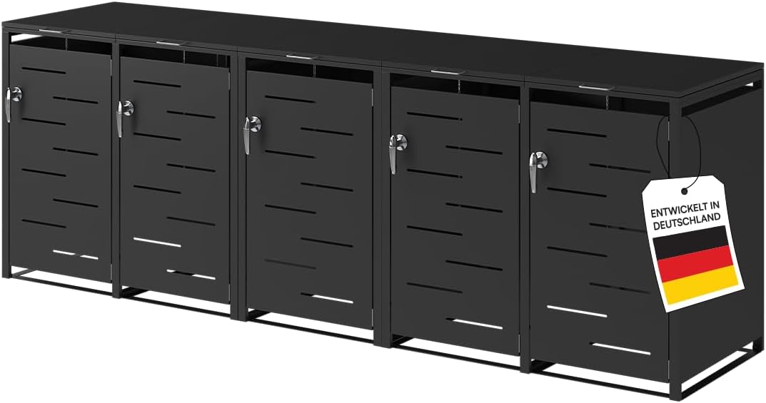 STEELSØN, Mülltonnenbox, 120 L, Schwarz, Diorus 5 Tonnen bis, abschliessbar