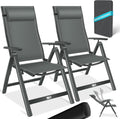 KESSER, Esszimmerstuhl, Anthrazit, ® Gartenstuhl Hochlehner mit Armlehnen 2er Set Aluminium