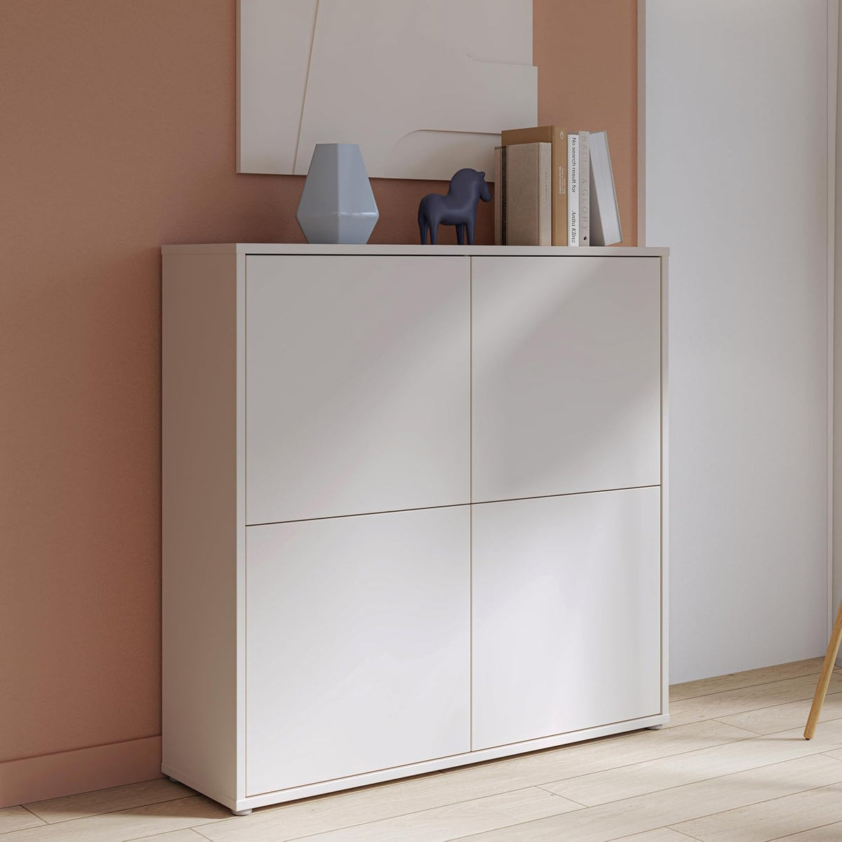 Forte, Buffetschrank, 124,5 cm, 121,5 cm, 34,9 cm, Beige, Alice Springs Highboard 120 130, moderner Schrank mit 4 Schranktüren